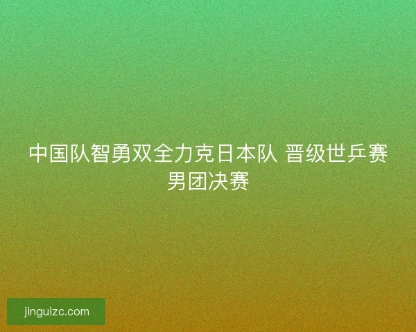 中国队智勇双全力克日本队 晋级世乒赛男团决赛